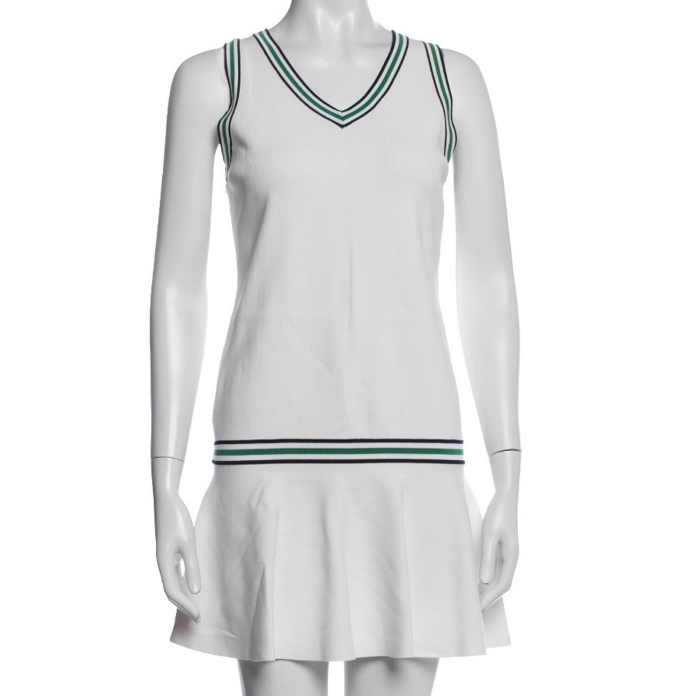 Tory Sport White Tennis/Golf Dress with Green and Black Trim